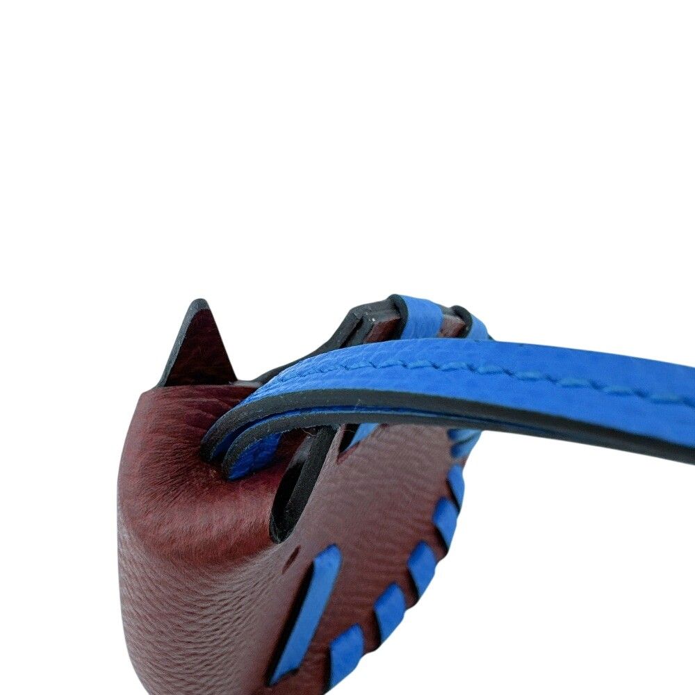 Hermes Cheval Tresse Charm Brown Blue Keychain — view 4