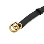 Gucci Double G Slim Belt Leather Black 70 Gold GG Marmont — view 5