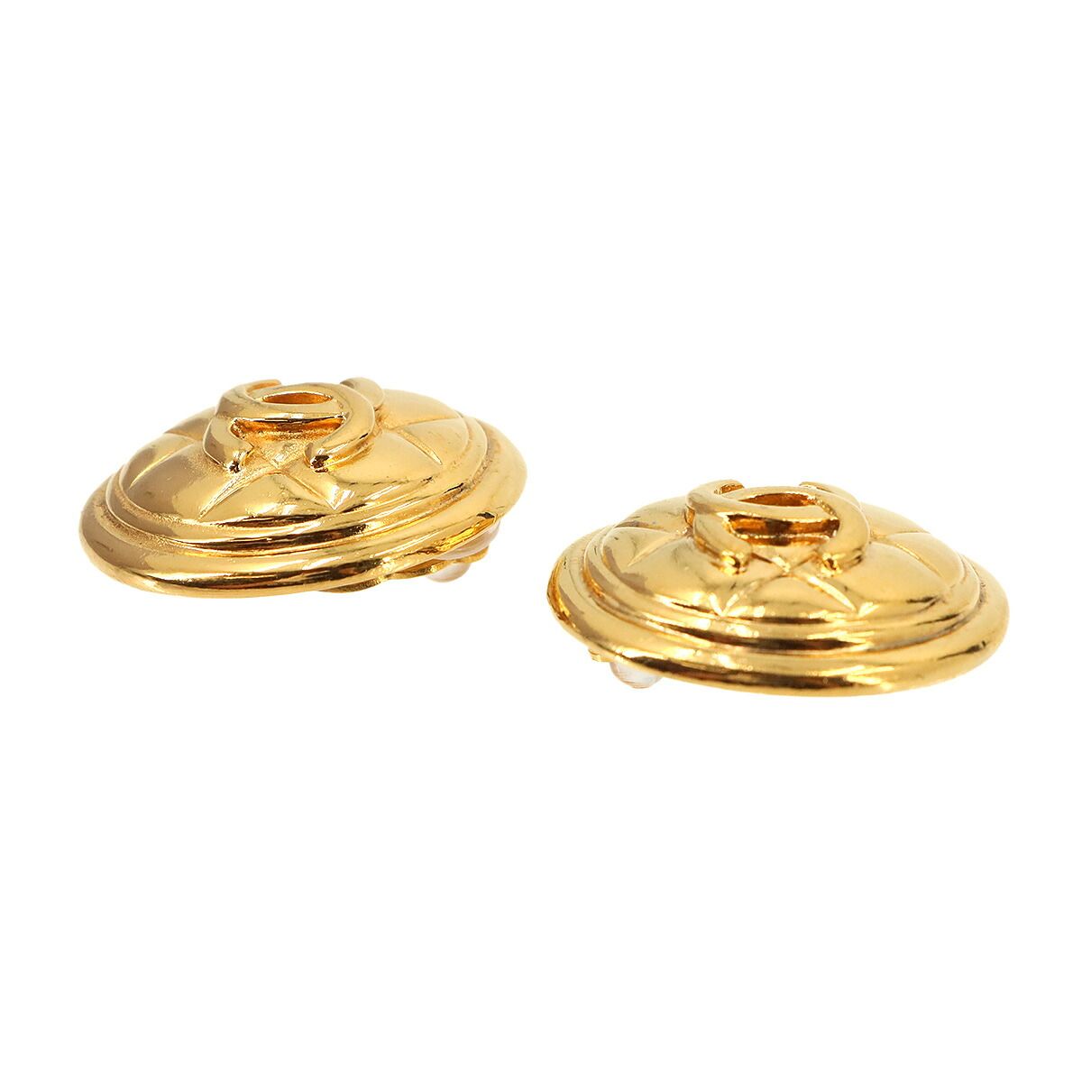 Chanel CC Logo Round Shape Earrings Gold Vintage — view 2