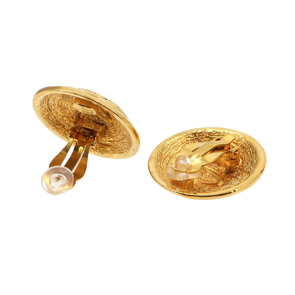 Chanel CC Logo Round Shape Earrings Gold Vintage — view 3