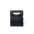 Chanel Shoulder Bag Black Silver Delivery Cutout Handle CC Logo Quilted Chain