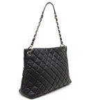 Chanel Quilted Chain Shoulder Bag Caviar Leather Black Silver — view 2