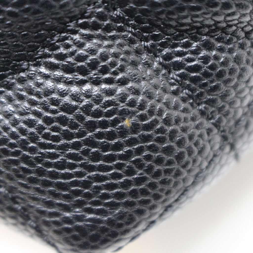 Chanel Quilted Chain Shoulder Bag Caviar Leather Black Silver — view 6