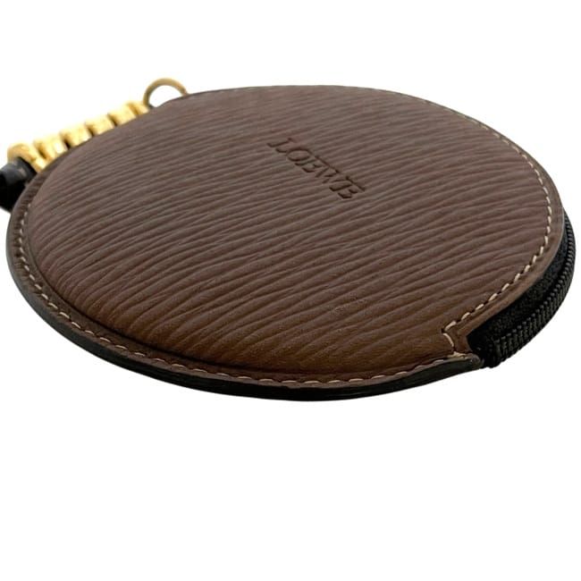 Loewe Coin Purse Round Knot Leather Brown Vintage — view 4