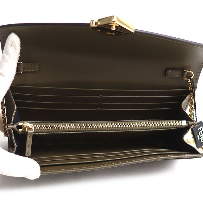 Fendi FF Diamond Chain Wallet Avocado Shoulder Bag — view 4