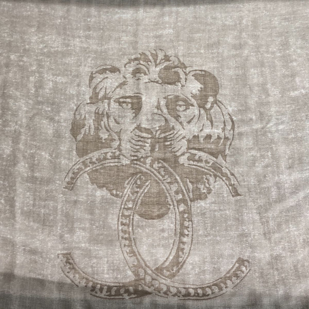 Chanel Cashmere Silk Lion Shawl Beige Scarf — view 3