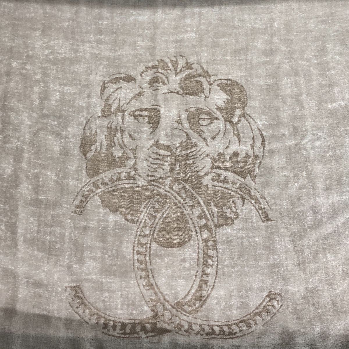 Chanel Cashmere Silk Lion Shawl Beige Scarf — view 3