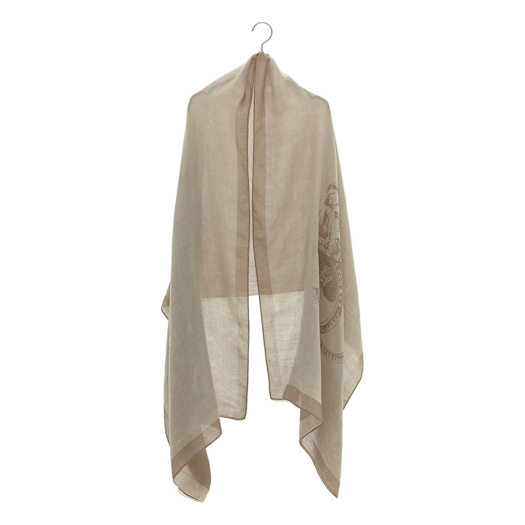 Chanel Cashmere Silk Lion Shawl Beige Scarf