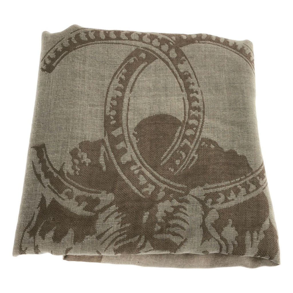 Chanel Cashmere Silk Lion Shawl Beige Scarf — view 2