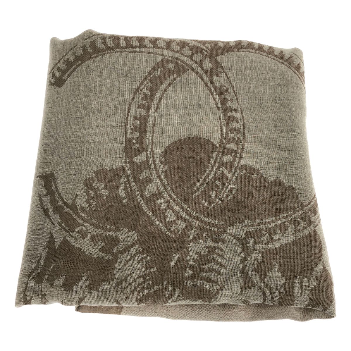 Chanel Cashmere Silk Lion Shawl Beige Scarf — view 2