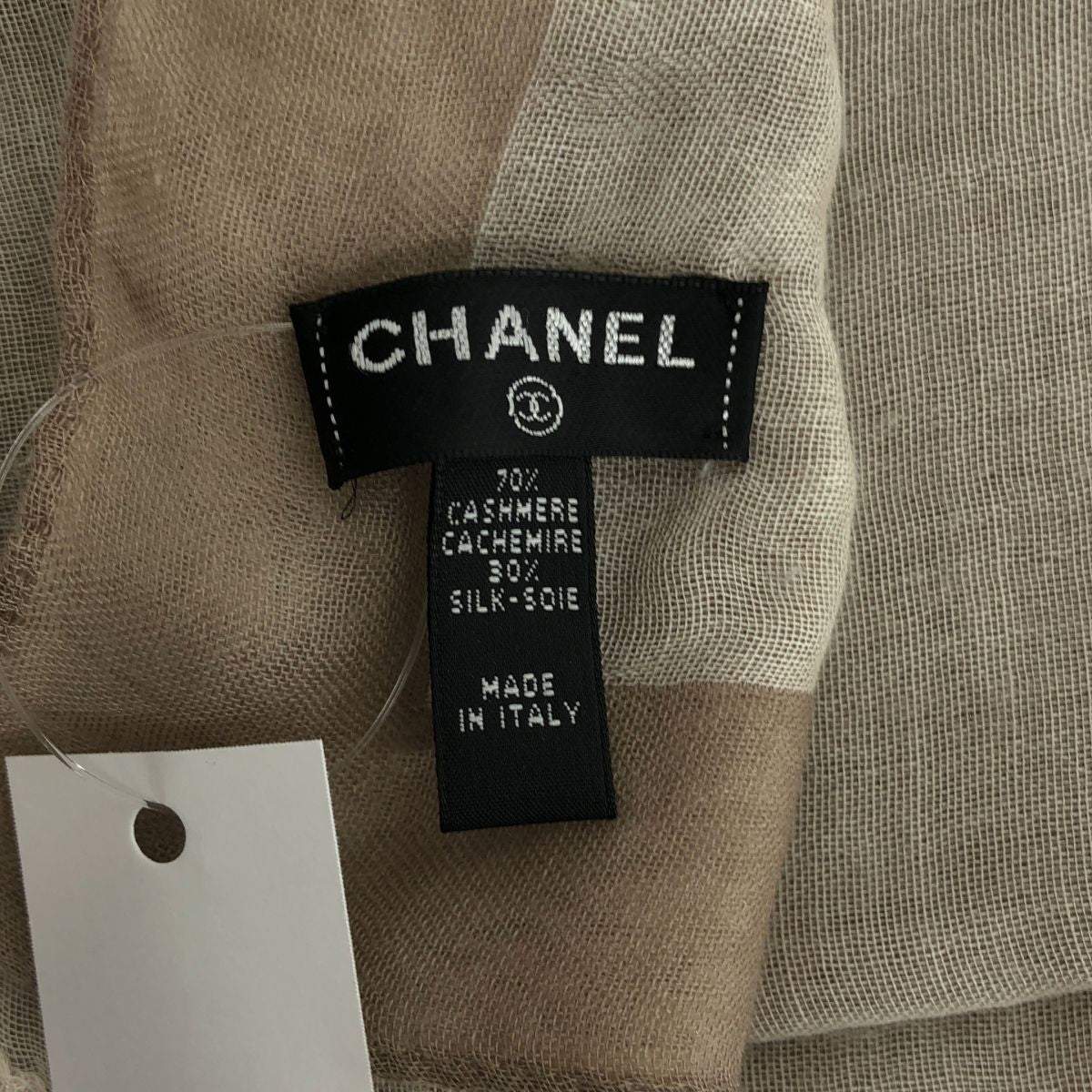 Chanel Cashmere Silk Lion Shawl Beige Scarf — view 4