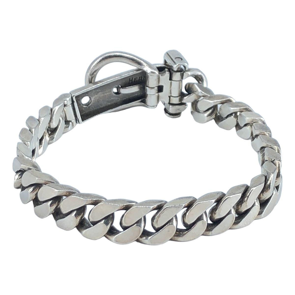 Hermes Boucles Sellier PM Chain Bracelet Cursive Silver