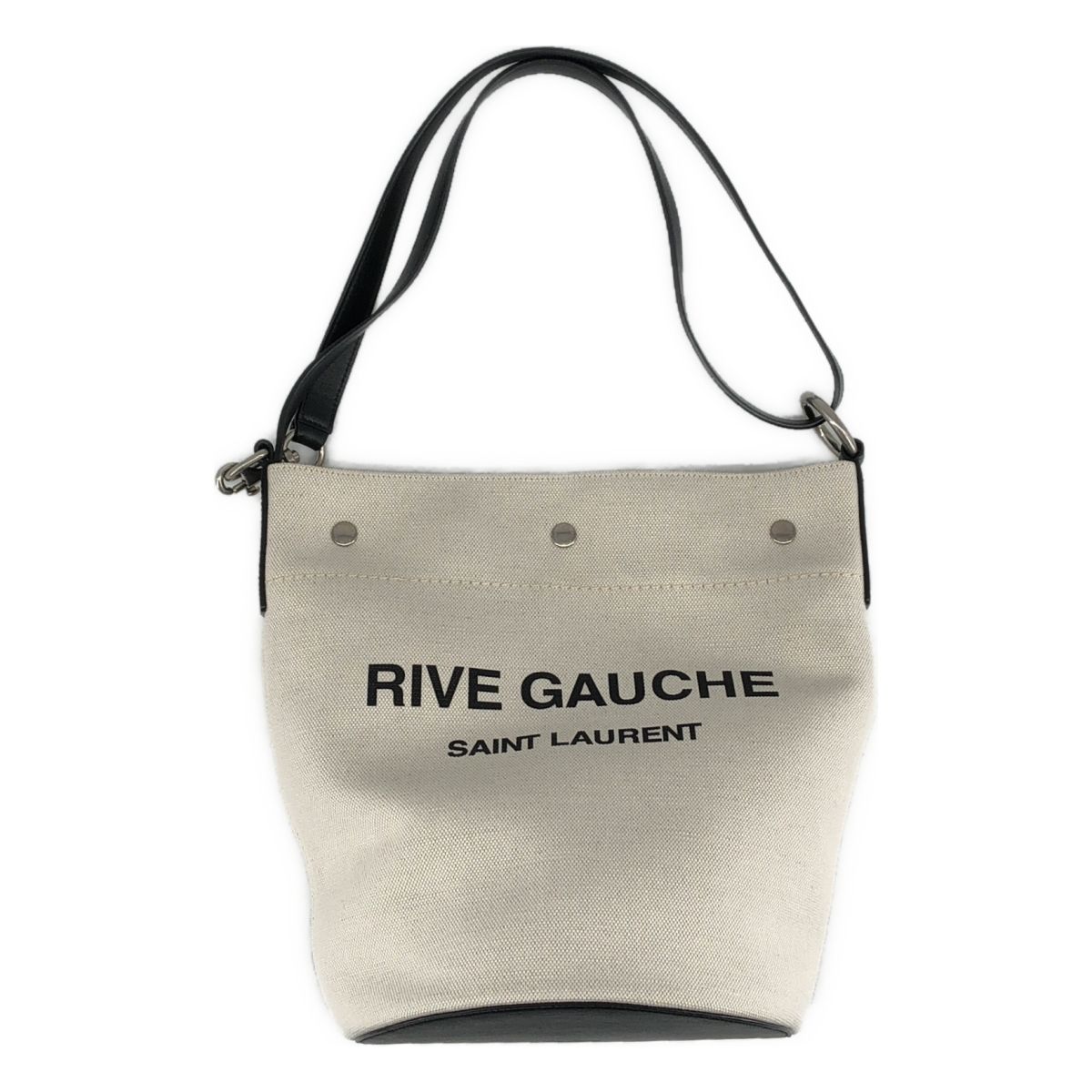 Saint Laurent Paris Rive Gauche Bucket Bag Canvas Black White
