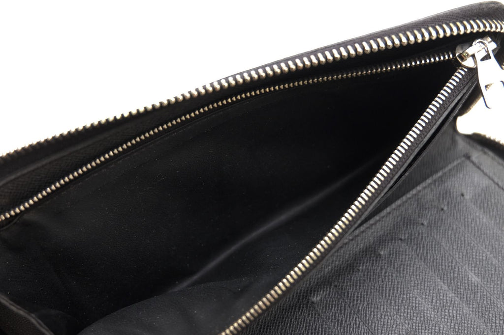 Louis Vuitton Wallet Leather Black Zippy Vertical Taiga Coin Purse Round — view 7