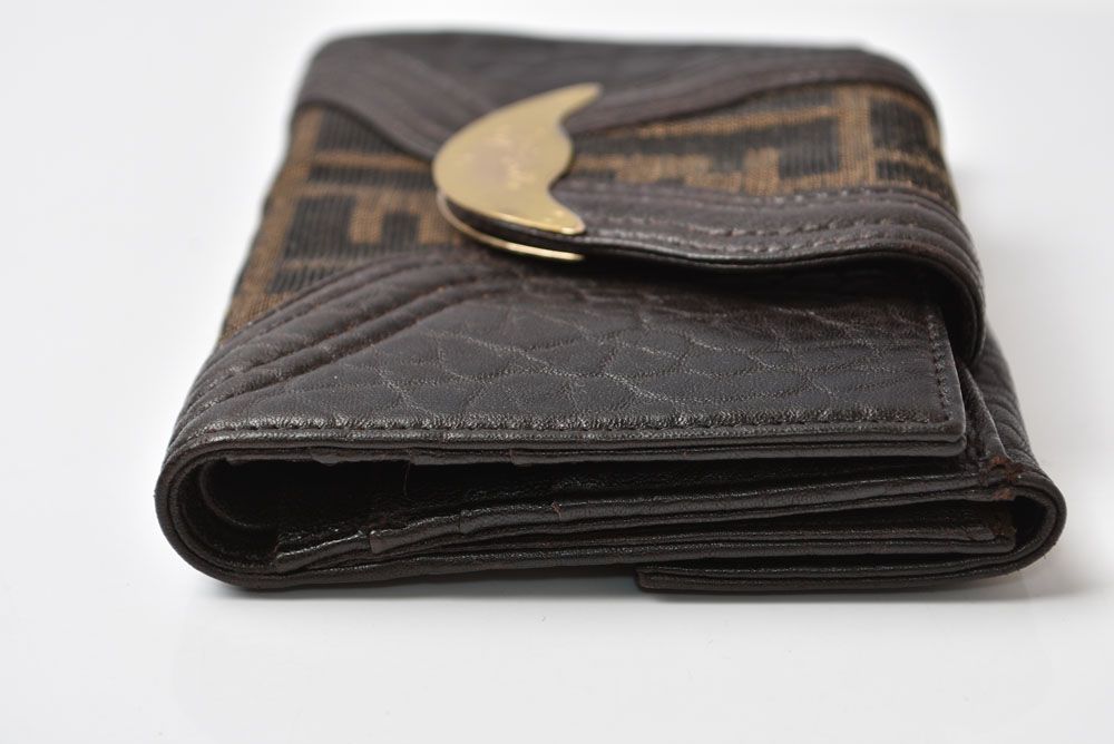 Fendi Wallet Bifold Zucca Pattern Brown Canvas Leather — view 5