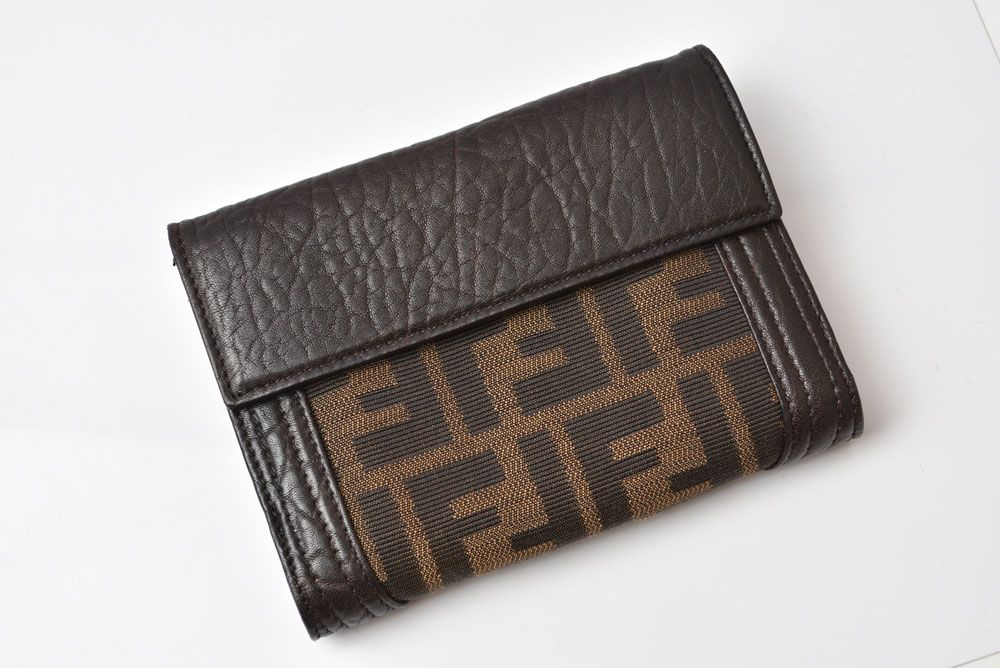 Fendi Wallet Bifold Zucca Pattern Brown Canvas Leather — view 6