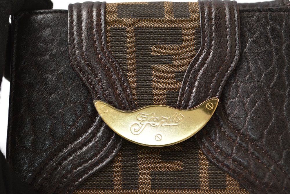 Fendi Wallet Bifold Zucca Pattern Brown Canvas Leather — view 2