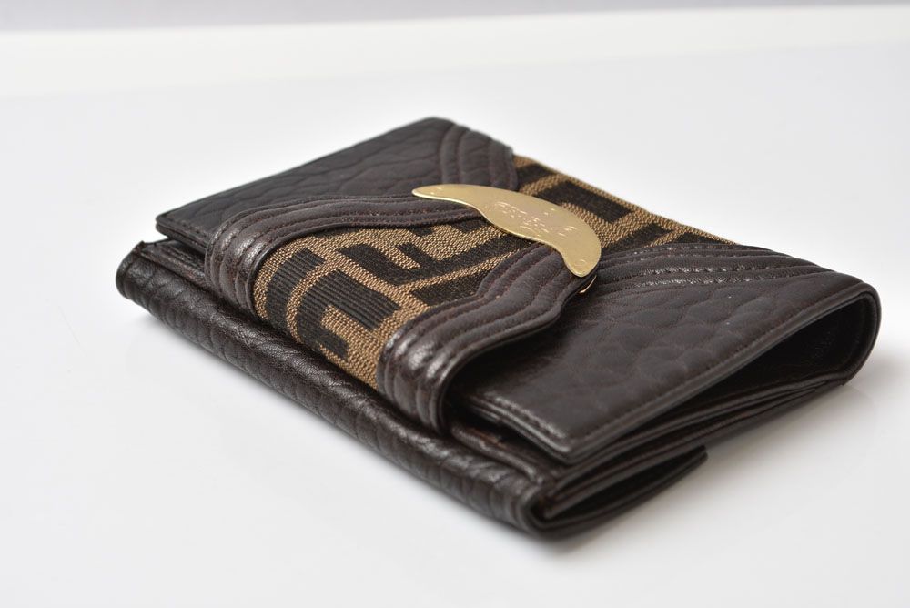 Fendi Wallet Bifold Zucca Pattern Brown Canvas Leather — view 3