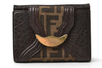 Fendi Wallet Bifold Zucca Pattern Brown Canvas Leather