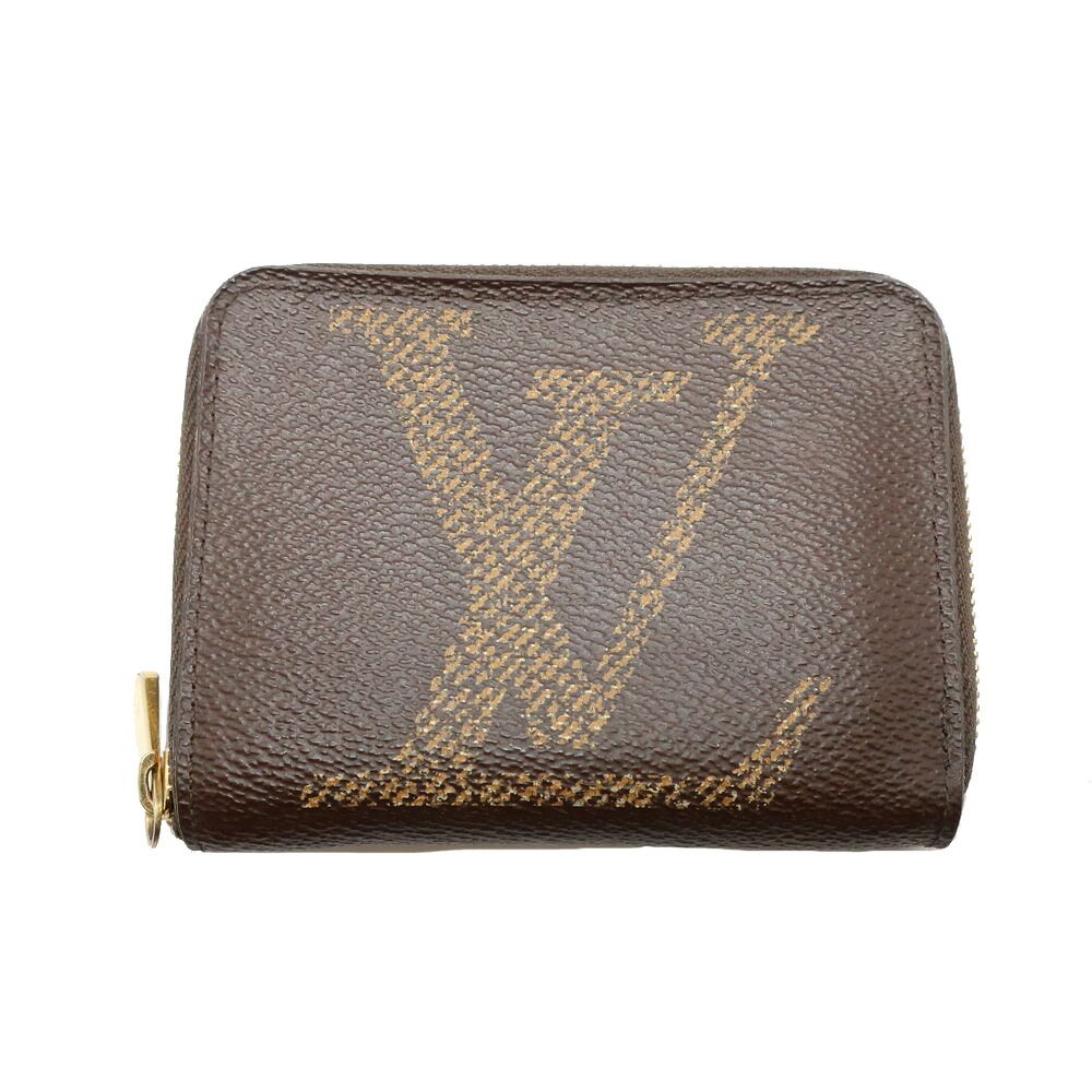 Louis Vuitton Monogram Giant Zippy Coin Purse Brown Card Case Gold