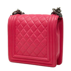 Chanel Boy CC Logo Chain Shoulder Bag Pink Lambskin — view 2