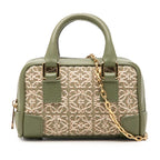 Loewe Repeat Anagram Amazona 12 Mini Chain Shoulder Bag 2-Way Green Gold Canvas