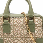 Loewe Repeat Anagram Amazona 12 Mini Chain Shoulder Bag 2-Way Green Gold Canvas — view 4