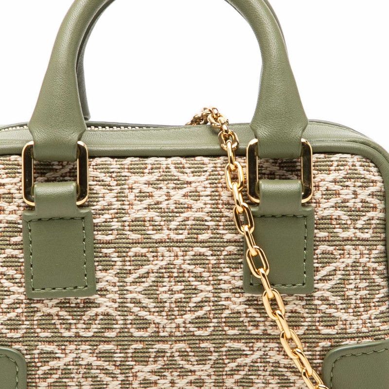 Loewe Repeat Anagram Amazona 12 Mini Chain Shoulder Bag 2-Way Green Gold Canvas — view 4