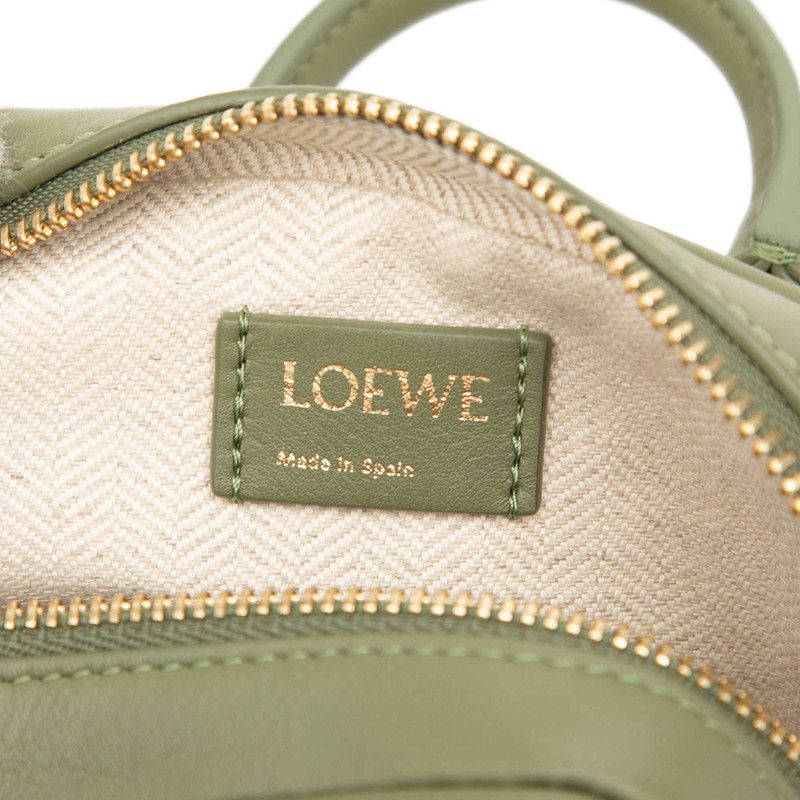 Loewe Repeat Anagram Amazona 12 Mini Chain Shoulder Bag 2-Way Green Gold Canvas — view 6