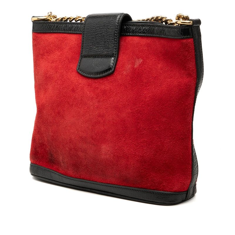 Gucci Dionysus Chain Shoulder Bag Red Black Suede Leather — view 2