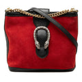 Gucci Dionysus Chain Shoulder Bag Red Black Suede Leather