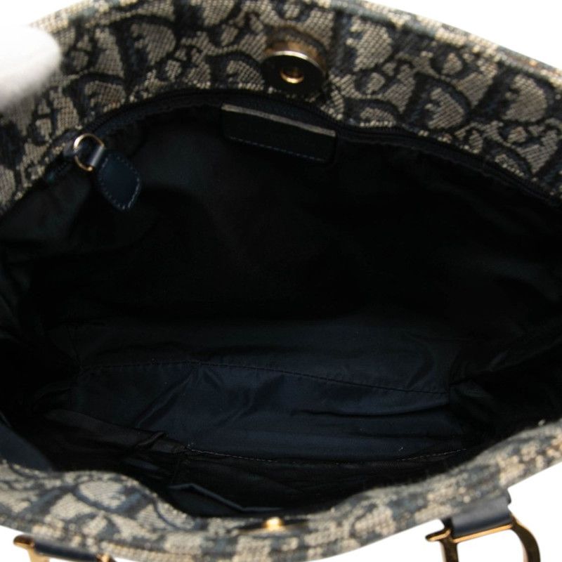 Dior Trotter Handbag Navy Canvas Leather — view 4