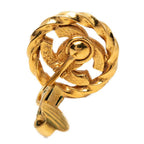 Chanel CC Logo Round Earrings Gold Plated Rhinestone — view 3