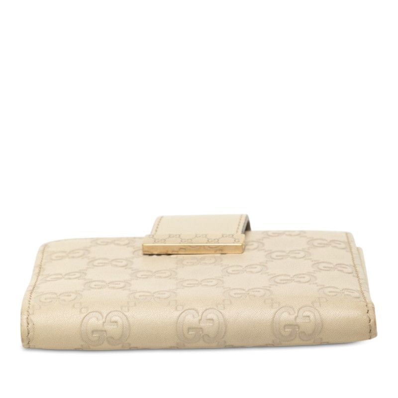 Gucci Guccissima Snap Bifold Wallet Ivory White Leather — view 3