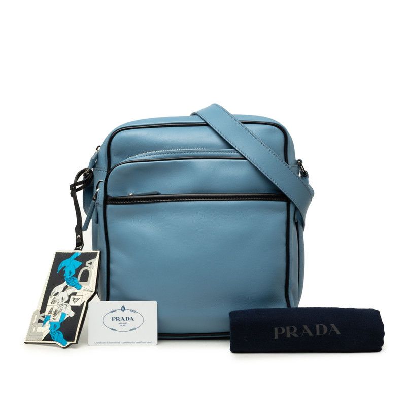 Prada Crossbody Shoulder Bag Light Blue Leather — view 7