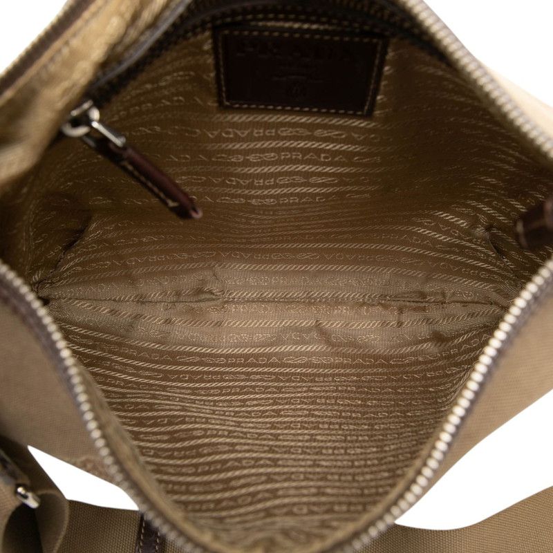 Prada Logo Crossbody Shoulder Bag Brown Canvas Leather — view 4
