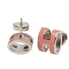 Hermes Mini Pop H Ash Earrings Silver Pink Metal — view 3