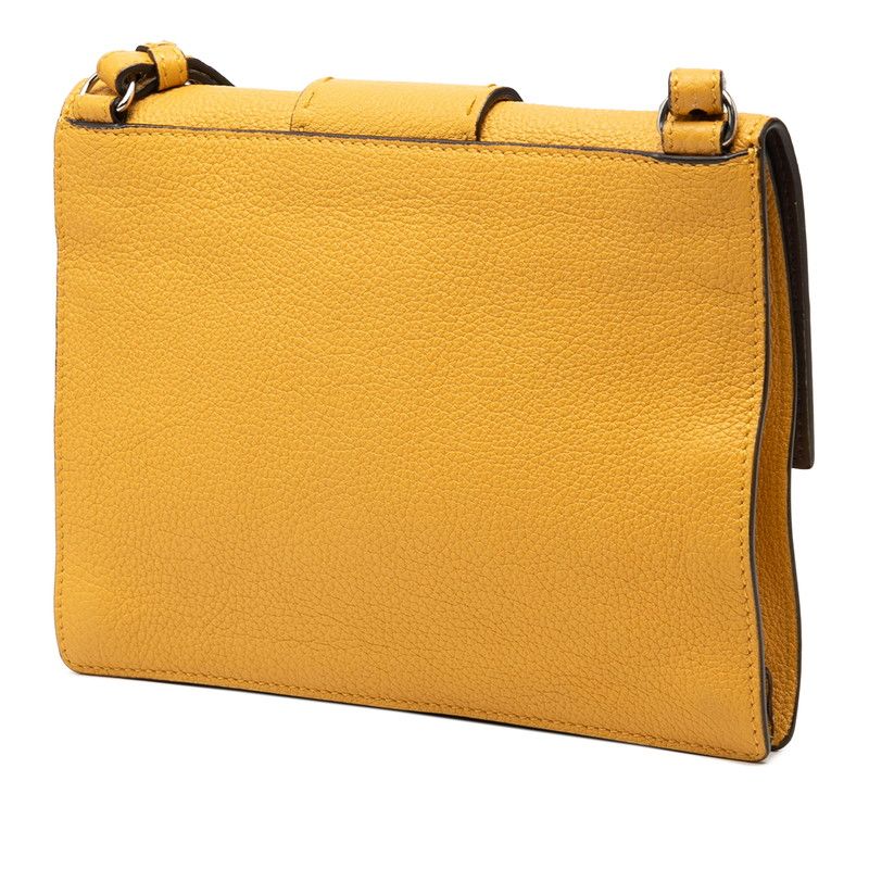 Fendi Flat Bucket Medium Crossbody Shoulder Bag Yellow Leather — view 2