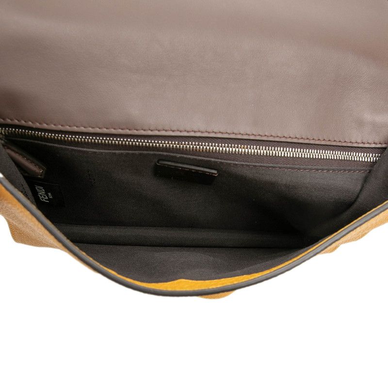 Fendi Flat Bucket Medium Crossbody Shoulder Bag Yellow Leather — view 4