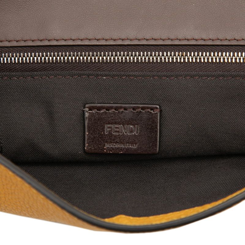 Fendi Flat Bucket Medium Crossbody Shoulder Bag Yellow Leather — view 5