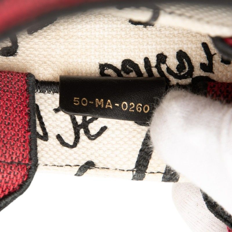 Dior Book Tote Bag Vertical White Black Red Canvas — view 6