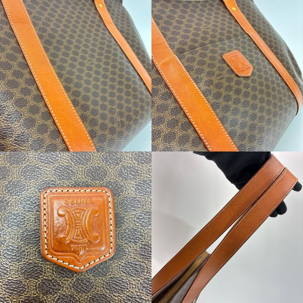 Celine Macadam Shoulder Tote Bag Vintage Pvcx Leather — view 8