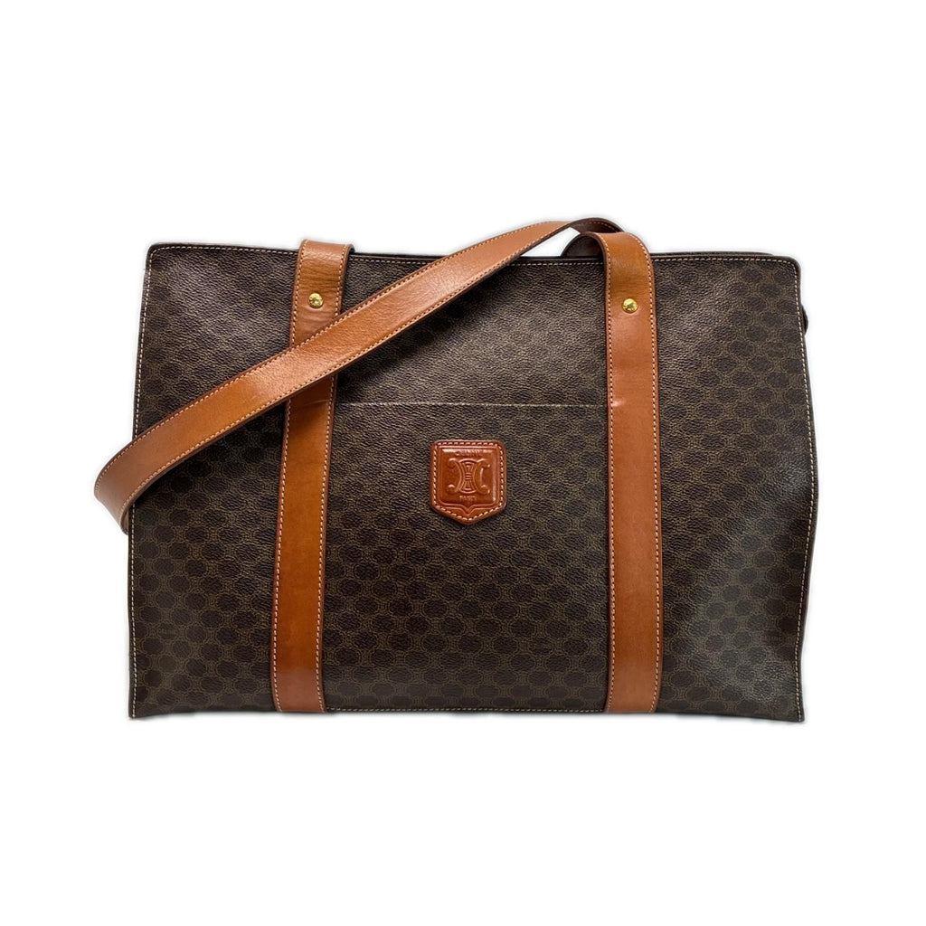 Celine Macadam Shoulder Tote Bag Vintage Pvcx Leather