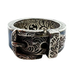Gucci Garden Cat Head Enamel Silver Blue Ring — view 3