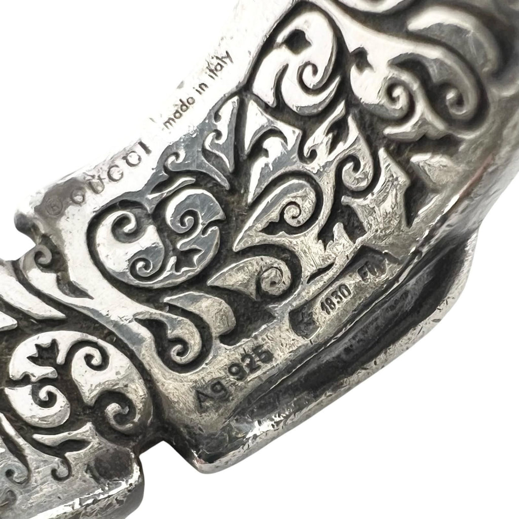 Gucci Garden Cat Head Enamel Silver Blue Ring — view 4