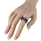 Gucci Garden Cat Head Enamel Silver Blue Ring — view 6