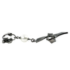 Chanel CC Logo Ribbon Motif Metal Faux Pearl Silver Earrings — view 5
