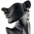 Chanel CC Logo Ribbon Motif Metal Faux Pearl Silver Earrings — view 2