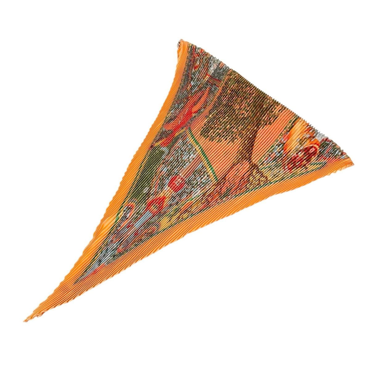 Hermes Pleated Scarf Axis Mundi Silk Orange — view 4