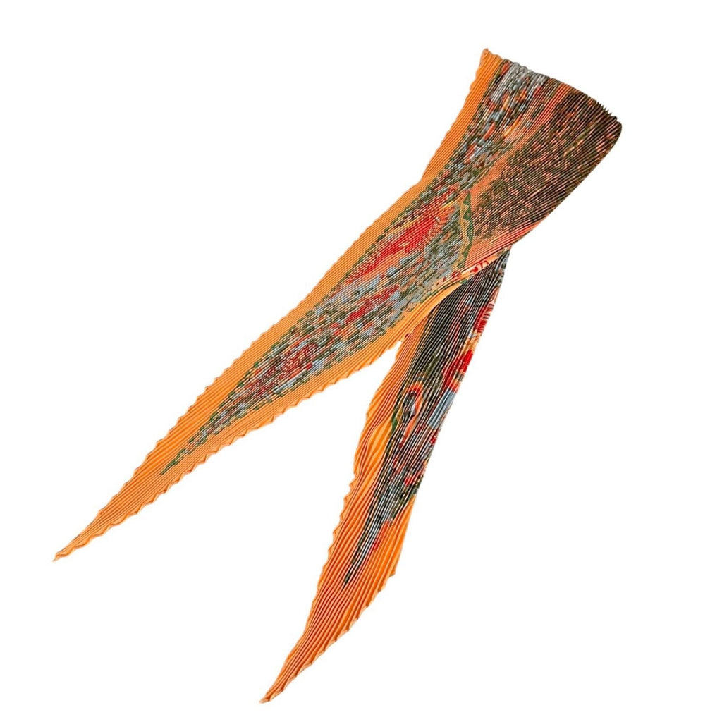 Hermes Pleated Scarf Axis Mundi Silk Orange — view 2
